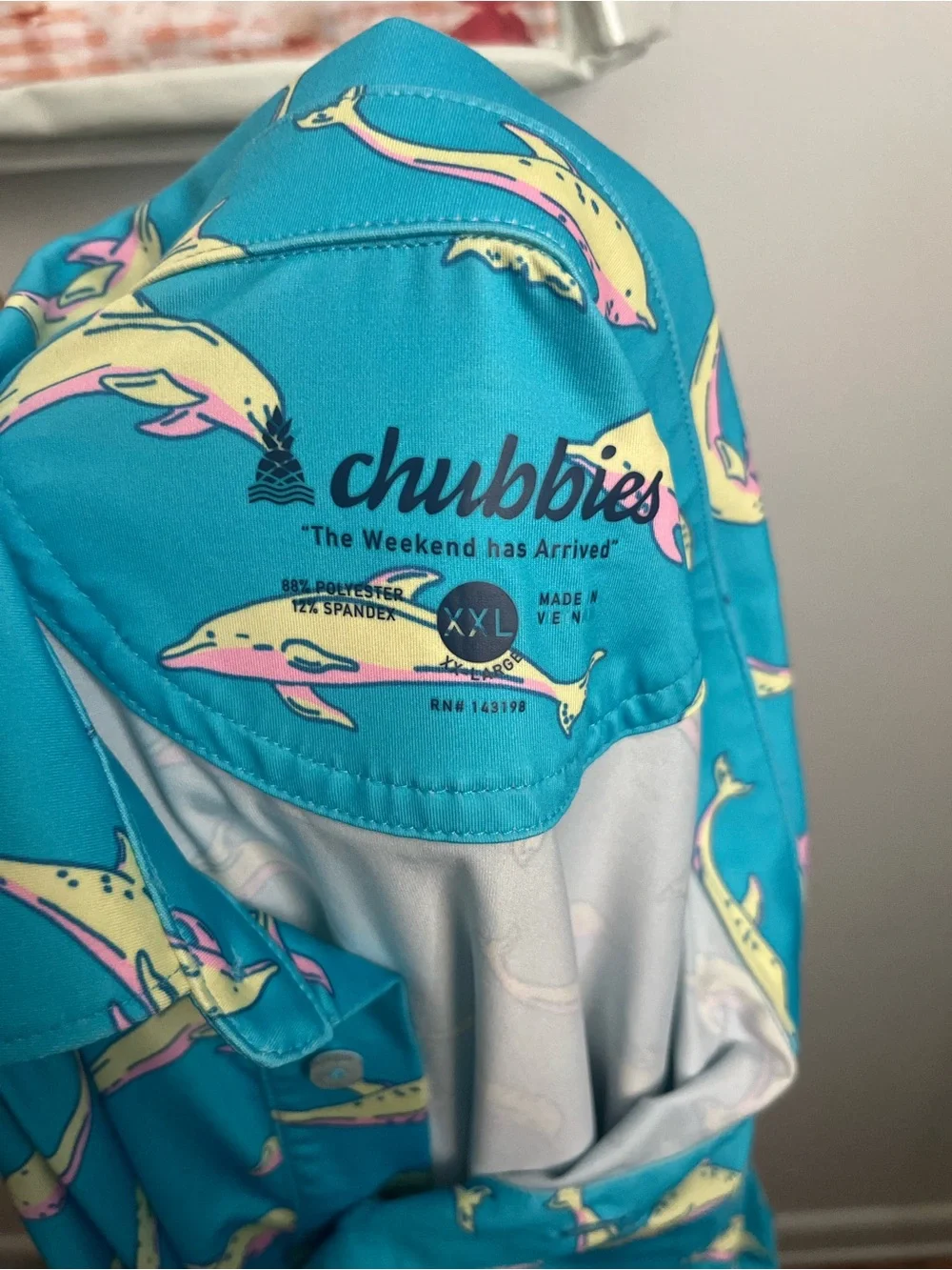Chubbies The Flying Dolphins Performance Golf Polo Shirt Teal Blue Men XXL - Picture 7 of 9